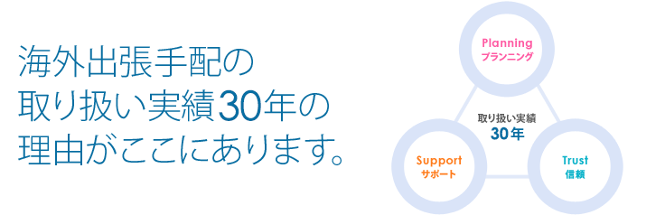 海外出張手配の取り扱い実績25年の理由がここにあります。